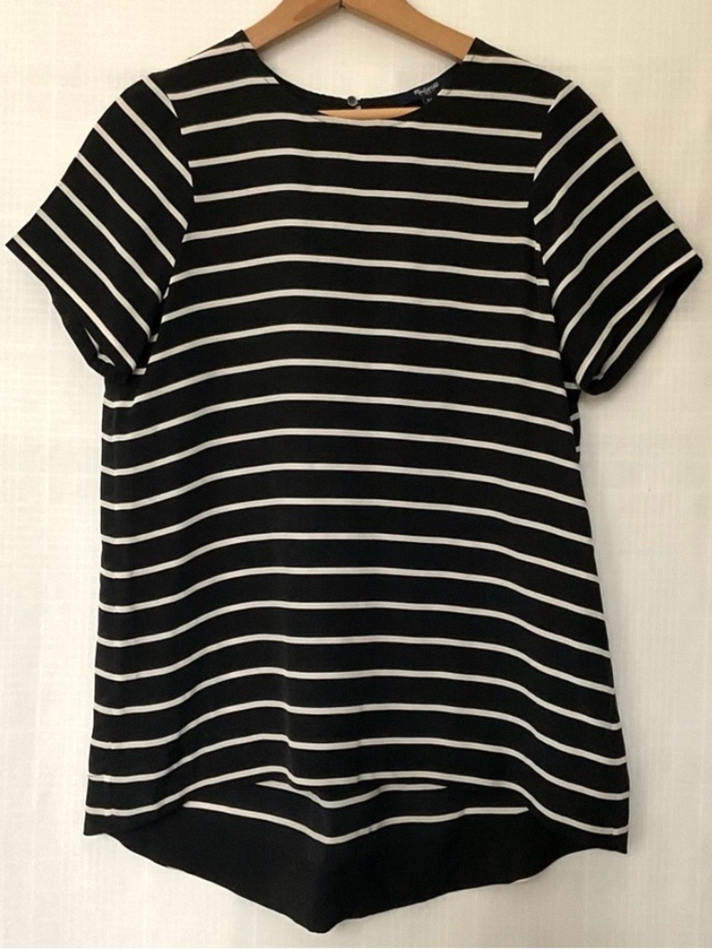 🌱Madewell 100% silk black and White Striped Blouse